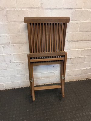 Wooden Slatted Folding Dining Chair — Fair Condition – top view