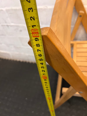 Light Oak Finished Wooden Folding Chair — Good Working Order – height measurement