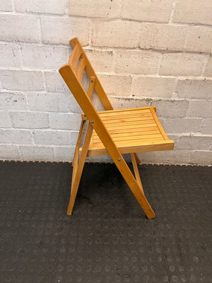 Light Oak Finished Wooden Folding Chair — Good Working Order – top view