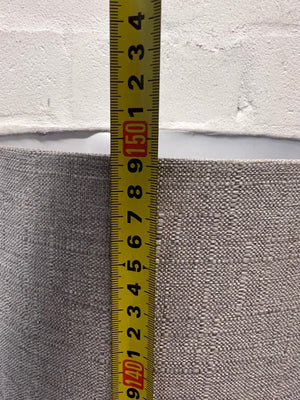Modern Silver Standing Lamp with Grey Fabric Shade — Okay Condition – height measurement