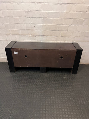 Dark Wood Low-Profile TV Unit with Two Drawers – back view
