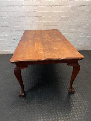 Vintage Style Wooden Dining Table with Ball and Claw Feet – side view