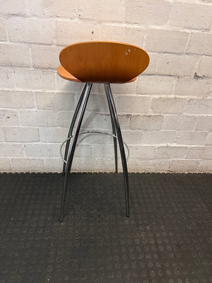 Bentwood Bar Stool with Chrome Legs – back view
