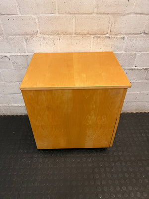 Light Oak Finish 3-Drawer Mobile Pedestal Cabinet — Fair Used Condition – top view