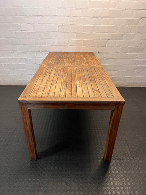 Large Wooden Dining Table with Paneled Top — Fair Used Condition – side view