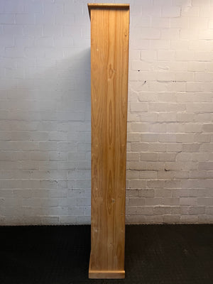 Tall Oak-Finish 7-Tier Bookshelf — Good Used Condition – side view
