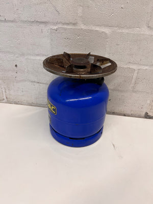 Cadac 3kg Blue Gas Cylinder with Burner Top — Fair Used Condition – side view