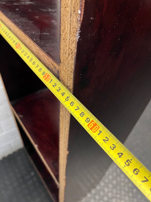 Dark Wood Three-Tier Open Bookshelf – depth measurement