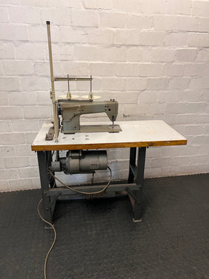 Industrial Sewing Machine on Workstation Table — Good Working Order – back view