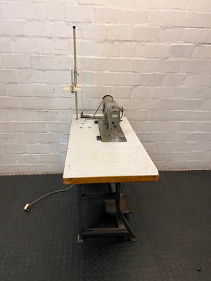 Industrial Sewing Machine on Workstation Table — Good Working Order – top view