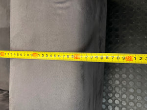3 Seater Grey Fabric Couch with Wide Block Arms — Fair Overall Condition – width measurement