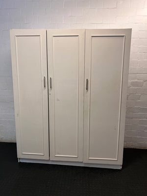 White Three-Door Paneled Wardrobe — Good Working Order – main front view