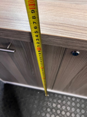 Large Four-Door Office Credenza in Wood Grain and White – height measurement