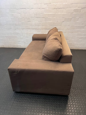 Brown Fabric 3 Seater Couch with Scatter Cushions – side view