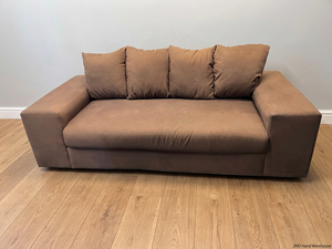 Brown Fabric 3 Seater Couch with Scatter Cushions – styled product image