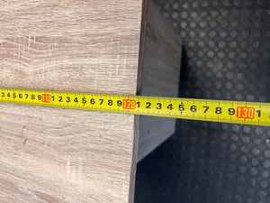 Oak Finish Office Desk with Two Drawers — Fair Condition With Visible Wear – width measurement