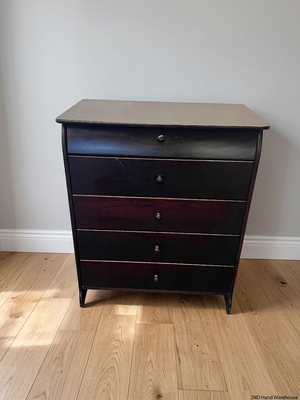 Classic Dark Brown 5-Drawer Sleigh Chest of Drawers — Fair Used Condition – styled product image
