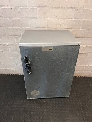 Grey Freestanding Front Loading Tumble Dryer — Drum Does Not Spin; Element and Fan Functional – back view
