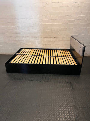 Modern Double Bed Frame with Padded Headboard — Good Working Order – condition detail
