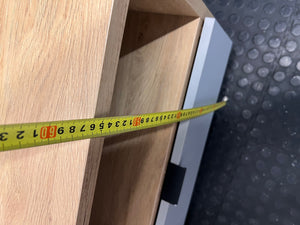 Oak Finish TV Unit with Grey Drawers — Great Condition Oak TV Unit – height measurement