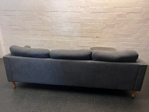 Charcoal Grey L-Shape Sectional Couch with Wooden Legs – back view