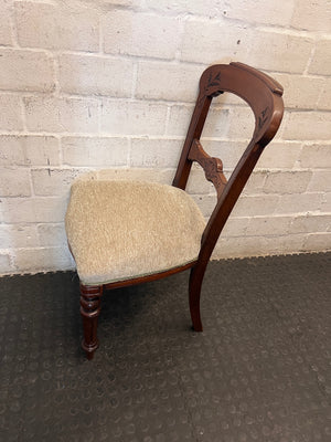 Carved Wooden Dining Chair with Upholstered Seat — Used; Fair Condition – top view