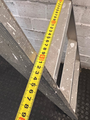 6-Step Metal A-Frame Folding Ladder — Used 6-Step Metal Ladder in Fair Condition – depth measurement