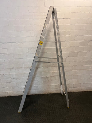 6-Step Metal A-Frame Folding Ladder — Used 6-Step Metal Ladder in Fair Condition – side view