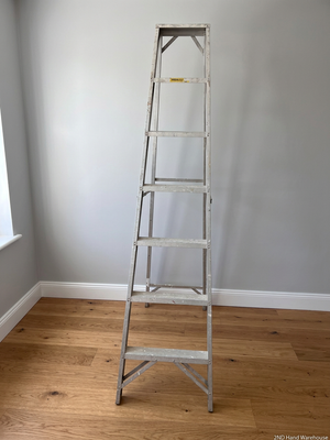 6-Step Metal A-Frame Folding Ladder — Used 6-Step Metal Ladder in Fair Condition – styled product image
