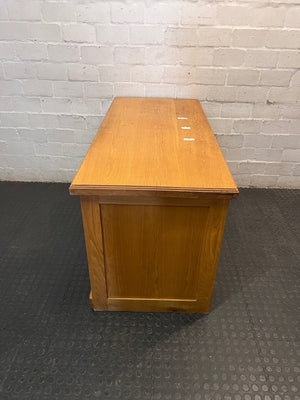 Classic Oak Pedestal Office Desk with Eight Drawers — Fair Used Condition – condition detail