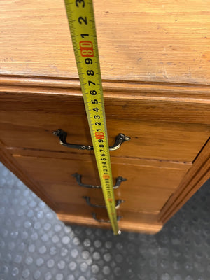 Classic Oak Pedestal Office Desk with Eight Drawers — Fair Used Condition – height measurement