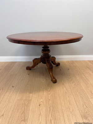 Antique Style Round Wood Pedestal Dining Table — Used; Fair Condition – styled product image
