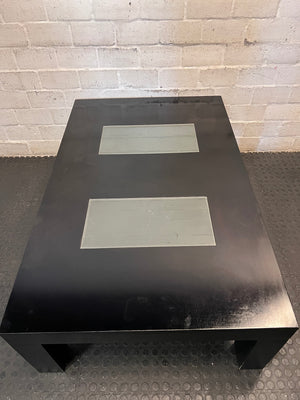 Black Coffee Table with Frosted Glass Inlays – back view