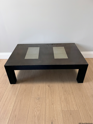 Black Coffee Table with Frosted Glass Inlays – styled product image