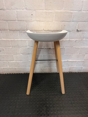 White Decofurn Bar Stool with Wooden Legs — Good Working Order – back view