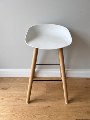 White Decofurn Bar Stool with Wooden Legs — Good Working Order – styled product image