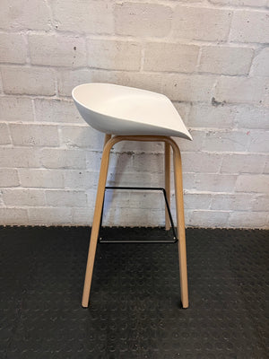 White Decofurn Bar Stool with Wooden Legs — Good Working Order – top view