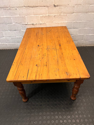 Rectangular Timber Coffee Table with Turned Legs – back view