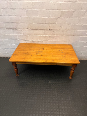Rectangular Timber Coffee Table with Turned Legs – top view