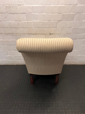 Striped Upholstered Armchair with Castor Feet – condition detail