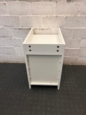 White Two-Drawer Bedside Table with Raised Top – back view