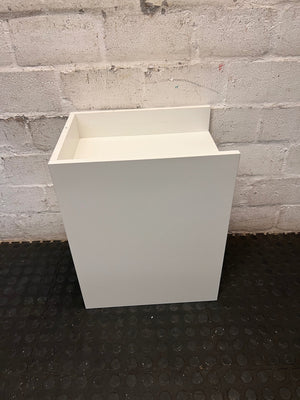 White Two-Drawer Bedside Table with Raised Top – top view