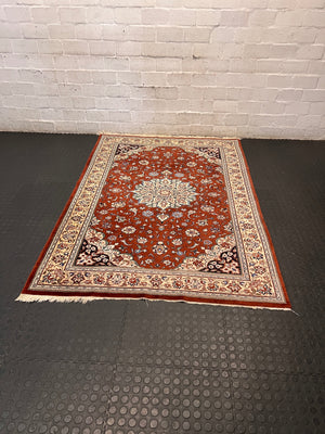 Traditional Patterned Floral Area Rug with Fringe – main front view