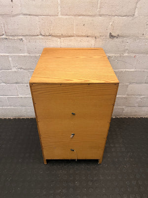 Oak-Finish 3-Drawer Chest with Recessed Handles – back view