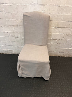 Grey High-Back Upholstered Dining Chair with Skirt – main front view