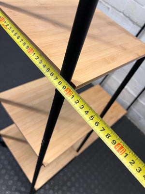 Black Metal Clothing Rack with Wooden Shelves – depth measurement