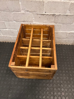 Rustic Wooden Wine Crate with Dividers – back view