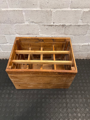 Rustic Wooden Wine Crate with Dividers – main front view