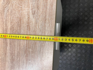 Oak and Grey Two-Tone TV Unit with Tapered Legs – depth measurement