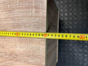 Oak and Grey Two-Tone TV Unit with Tapered Legs – width measurement